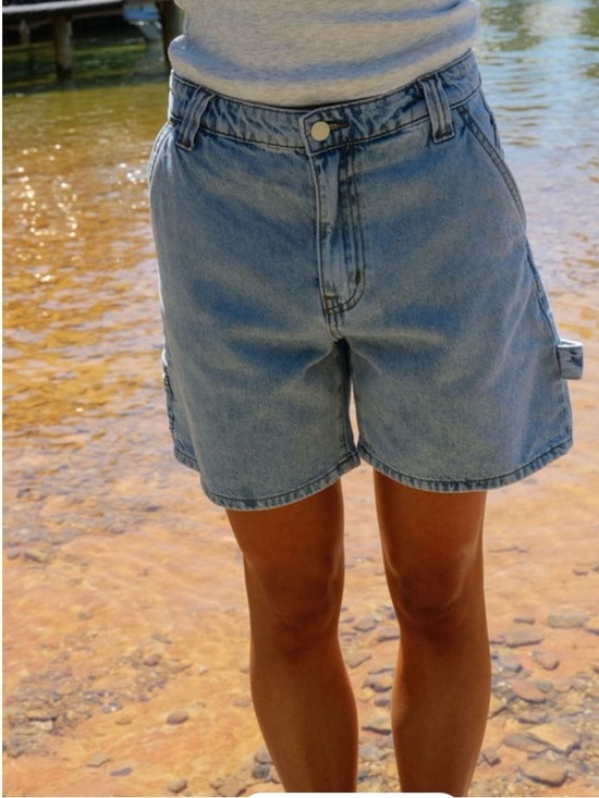 These Three Pants - High-Waist Light Blue Denim Shorts for Women